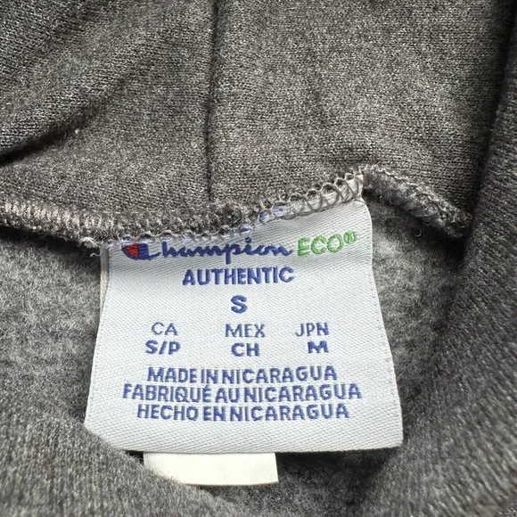 Champion Sweatshirt Mens Small Grey Hoodie Pockets Logo Spellout - Picture 3 of 12